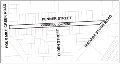 Line drawing of Hot Mix Asphalt Road Resurfacing on Penner Road