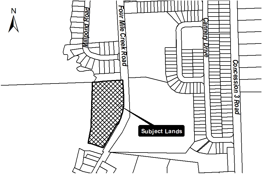 A map showing the subject lands.