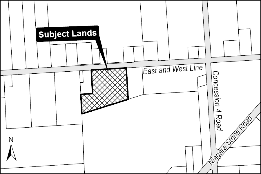 A map showing the subject lands.