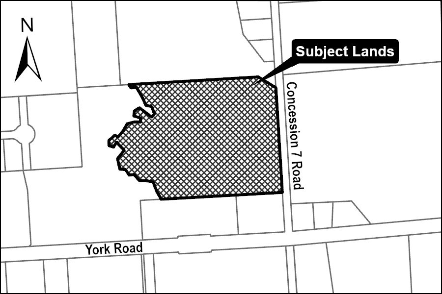 A map showing the subject lands.