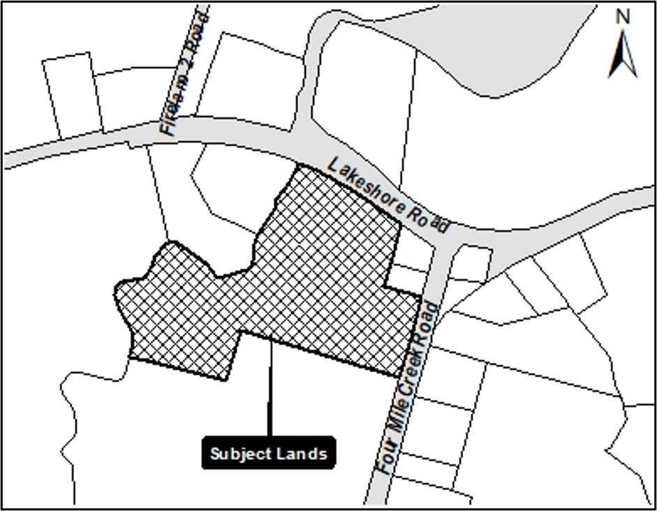 A map showing subject lands.