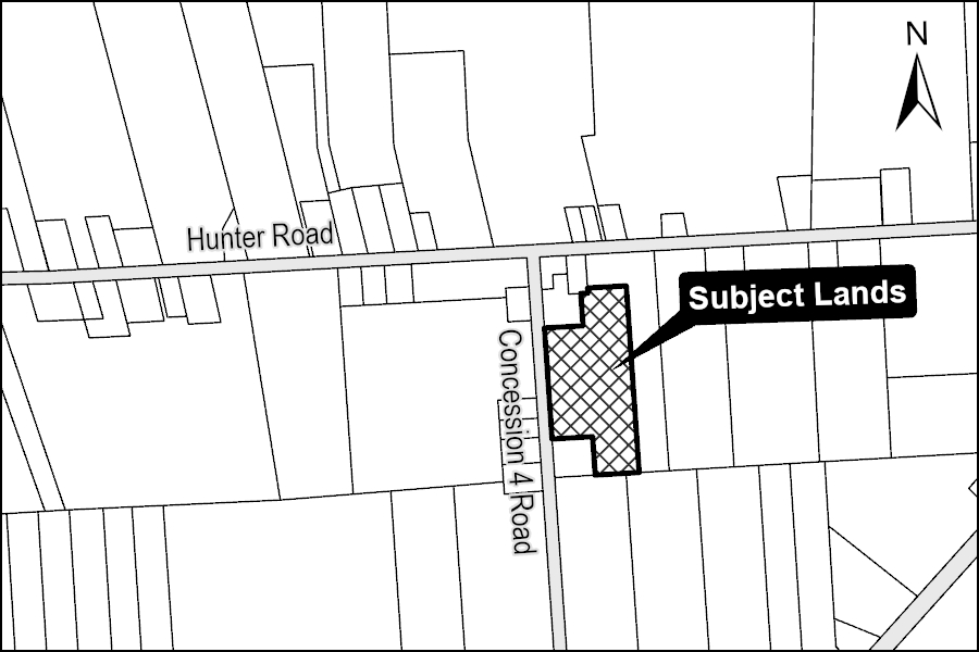 A map showing the subject lands.