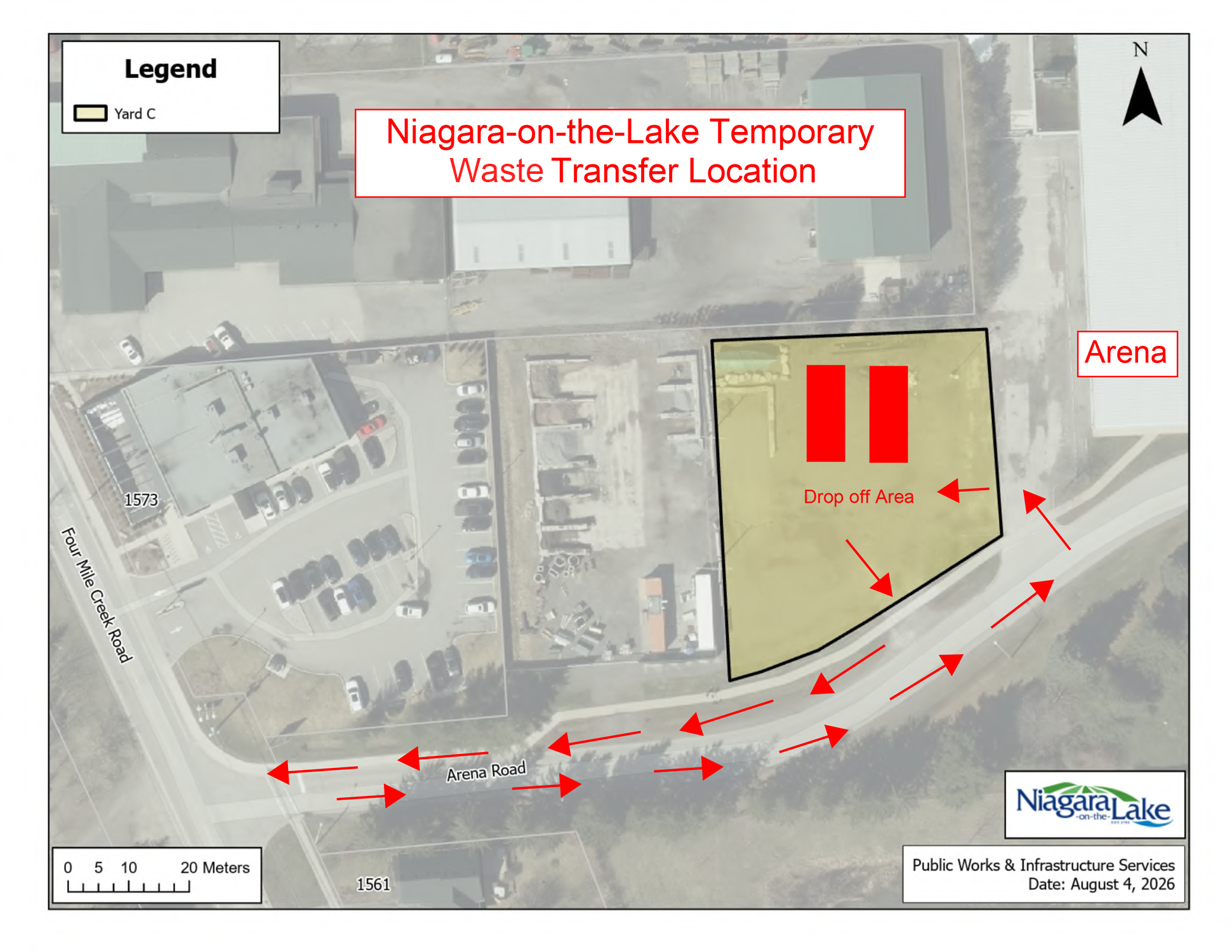 Map of waste drop off at arena