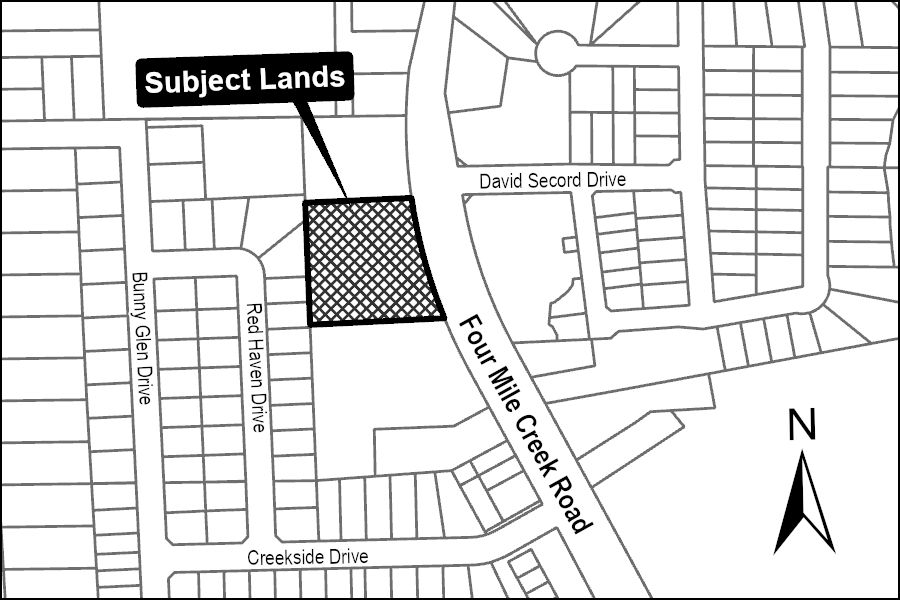 A map showing the subject lands.