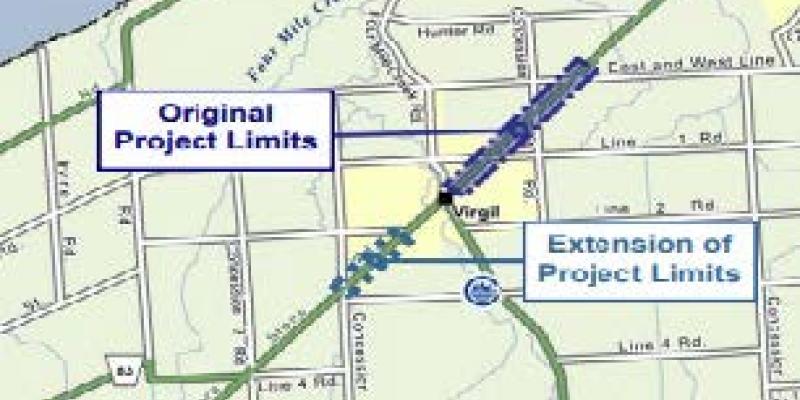 A map of construction area on Niagara Stone Road