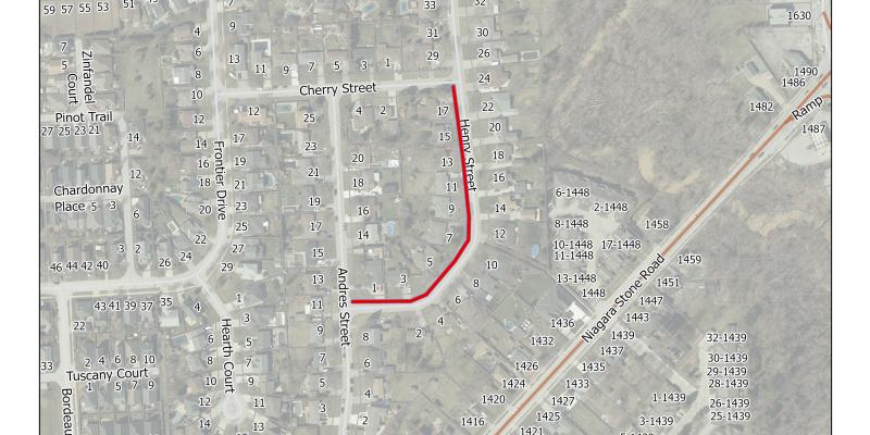 A map showing the location of the proposed sidewalk.