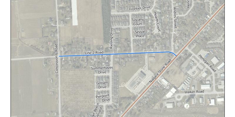 A map showing the location of the proposed road reconstruction.