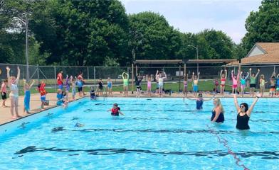 Kids swimming in pool