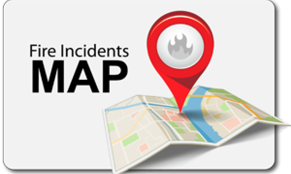 Illustration with a map on it that says Fire Incidents Map