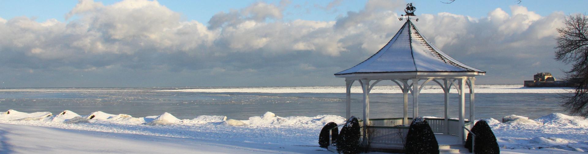 Photo of Queens Royal Park Gazebo after a snow fall - Photo Courtesy of Tony Chisholm