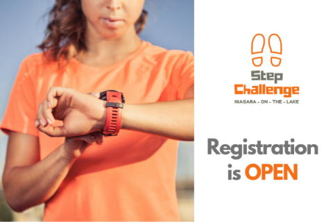 Image of text stating that registration is open for the Step Challenge.. 