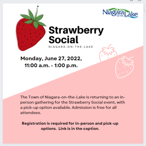 Image of Strawberry Social event details. The same details are listed below.