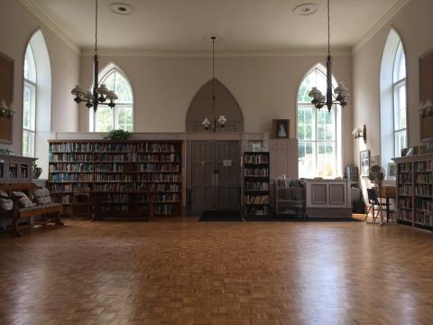 Interior of the Queenston Libary with large windows