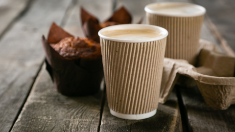 Image of hot chocolate and muffins.