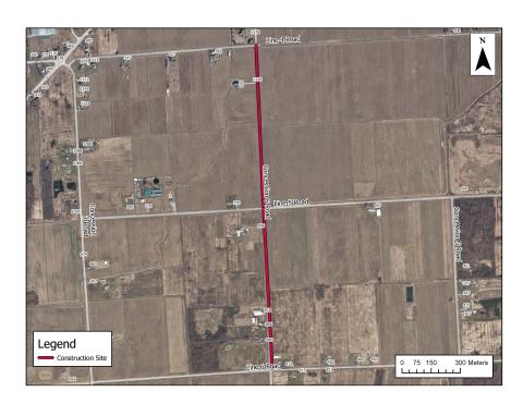Map of the Construction for Hot Mix Asphalt Road Resurfacing Project on Concession 6 Road from Line 4 to Line 6