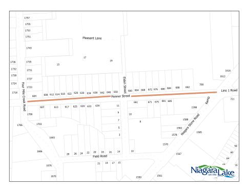 A map of construction area on Penner Road