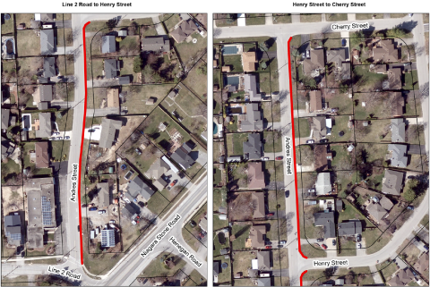 Map of Andres Street sidewalk construction.