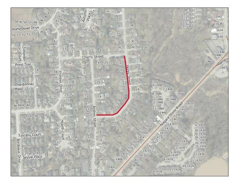 A map showing the location of the proposed sidewalk.