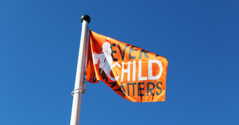 Every Child Matters flag at Niagara-on-the-Lake Town Hall